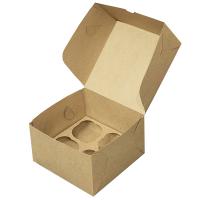 Коробка для 4 капкейков из бурого картона 16*16*10 (см)