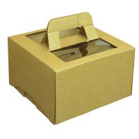 Коробка для торта, из бурого гофрокартона, с вырубными ручками, прозрачным окном 30*30*18 (см)