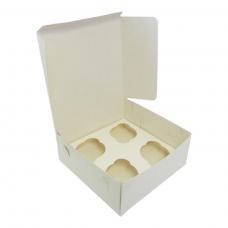 Коробка для 4 капкейков из белого картона 16*16*10 (см)