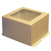 Коробка для торта, из бурого микрогофрокартона с окошком 30*30*19 (см)